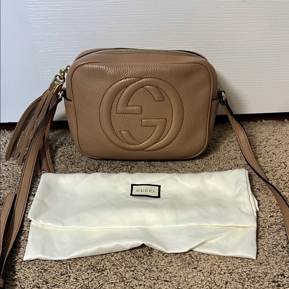 3258 Gucci Brown Leather Crossbody Bag